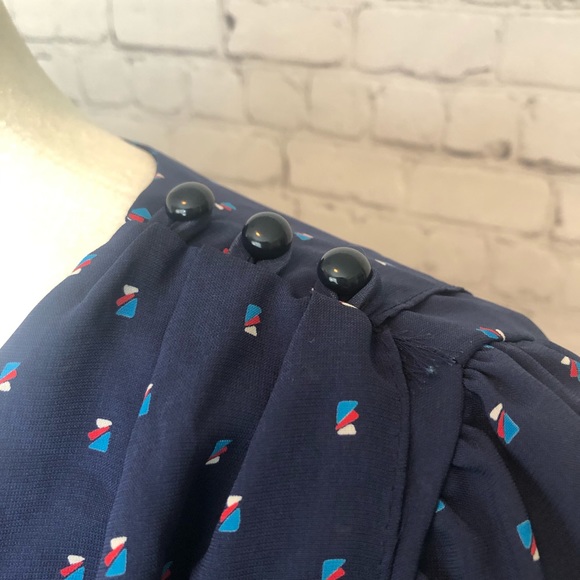 VINTAGE navy blue short sleeve dress - Picture 4 of 7